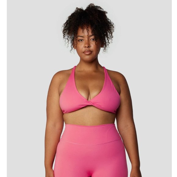 Crop Shop Boutique Other - CROP SHOP BOUTIQUE Eva Crop Twist Strappy Sports Bra Size XL Bloom Pink NWOT
